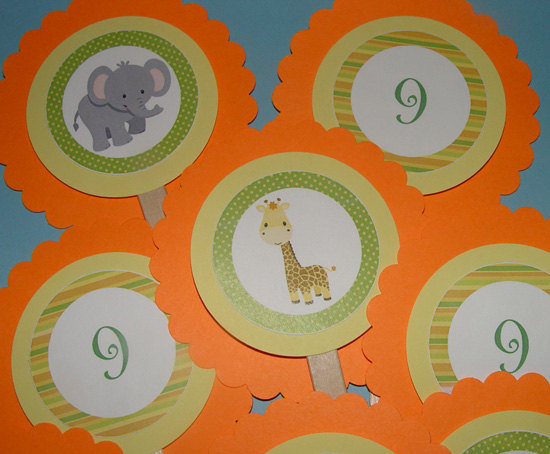 Set of 12 Jungle/Safari Themed Cupcake Toppers