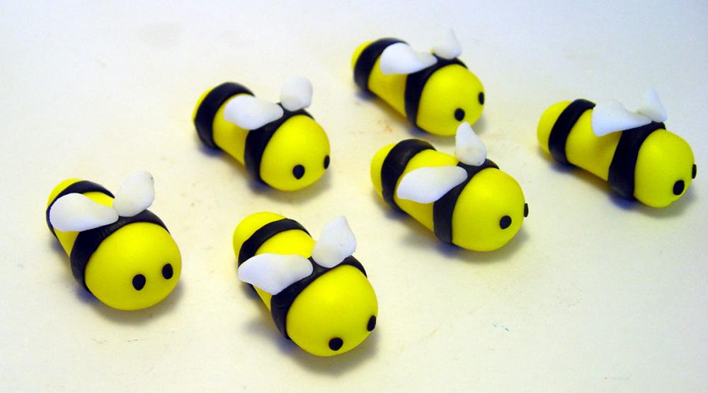 12 Fondant Bee Cupcake Toppers