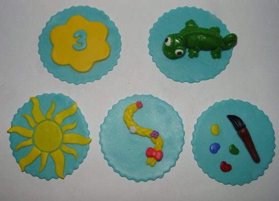 12 Fondant "TANGLED Inspired" Cupcake Toppers
