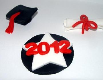 12 Fondant Graduation Themed Cupcake Toppers