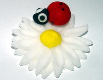 12 Fondant Ladybug /Daisy Cupcake Toppers
